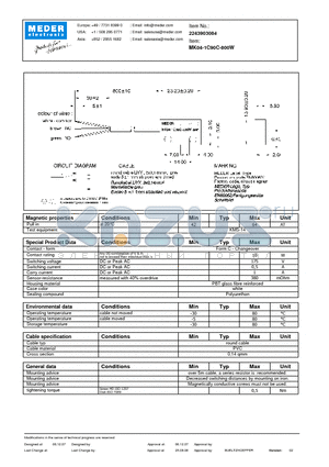 MK04-1C90C-800W datasheet - MK Reed Sensors