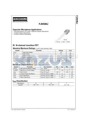 FJN598JA datasheet - Capacitor Microphone Applications