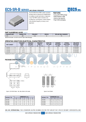 ECS-SR1-6.00-B-TR datasheet - SMD CERAMIC RESONATOR