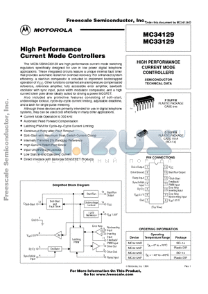 MC34129 datasheet - High Performance Current Mode Controllers