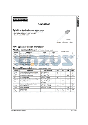 FJNS3206R datasheet - NPN Epitaxial Silicon Transistor