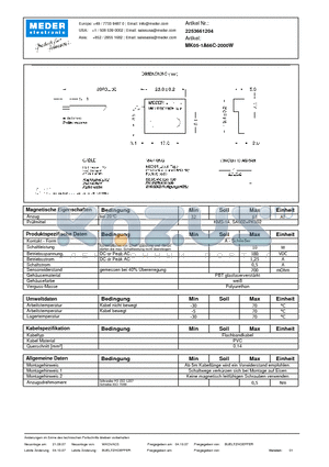 MK05-1A66C-2000W_DE datasheet - (deutsch) MK Reed Sensor