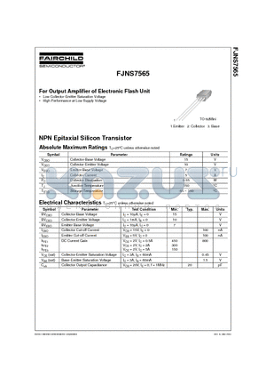 FJNS7565 datasheet - For Output Amplifier of Electronic Flash Unit