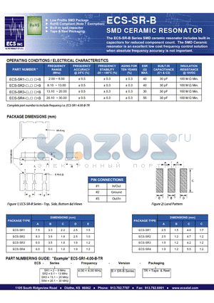 ECS-SR3-4.00-B-TR datasheet - SMD CERAMIC RESONATOR