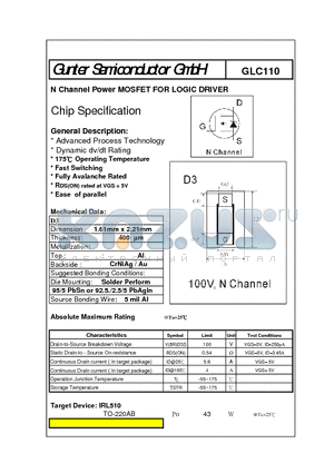 GLC110 datasheet - N Channel Power MOSFET FOR LOGIC DRIVER