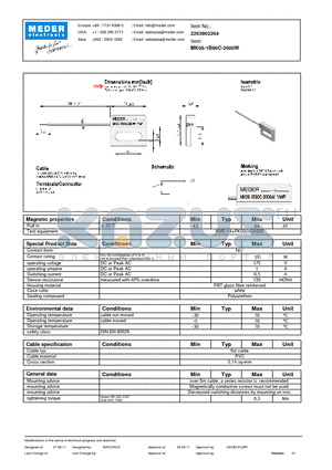 MK05-1B90C-2000W datasheet - MK Reed Sensor