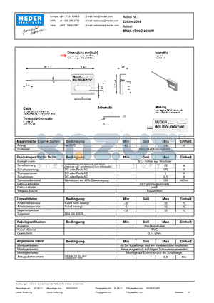 MK05-1B90C-2000W_DE datasheet - (deutsch) MK Reed Sensor