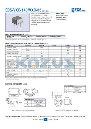 ECS-VXO-143 datasheet - 3.3 V VCXO