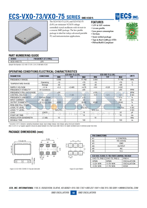 ECS-VXO-73 datasheet - SMD VCXOS