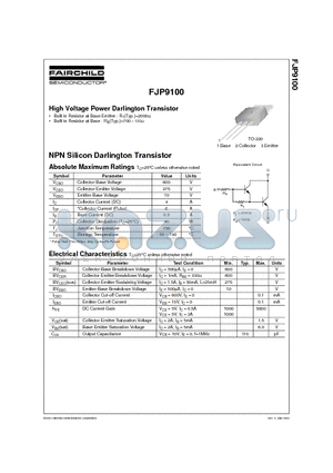 FJP9100 datasheet - High Voltage Power Darlington Transistor