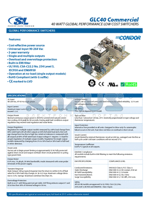 GLC40-13.8G datasheet - 40 WATT GLOBAL PERFORMANCE LOW COST SWITCHERS