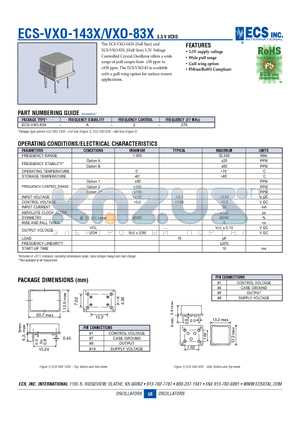 ECS-VXO-83X-A-2-270 datasheet - 3.3 V VCXO