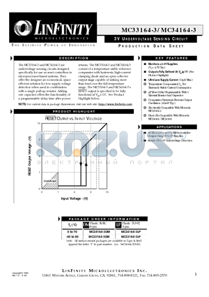 MC34164-3DM datasheet - 3V UNDERVOLTAGE SENSING CIRCUIT