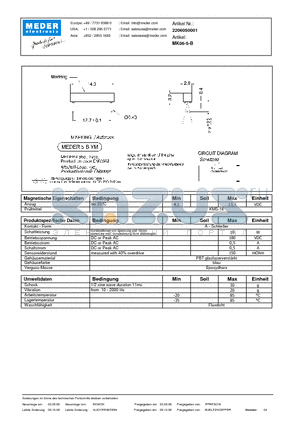 MK06-5-B_DE datasheet - (deutsch) MK Reed Sensor