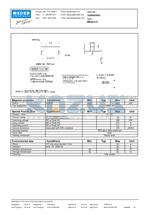MK06-5-C datasheet - MK Reed Sensors