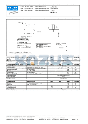 MK06-5-C_DE datasheet - (deutsch) MK Reed Sensor