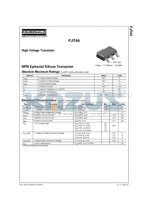 FJT44 datasheet - NPN Epitaxial Silicon Transistor