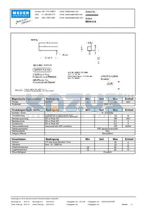 MK06-5-A_DE datasheet - (deutsch) MK Reed Sensor