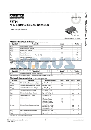 FJT44 datasheet - NPN Epitaxial Silicon Transistor