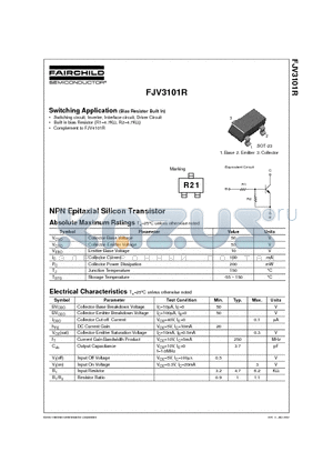 FJV3101R datasheet - NPN Epitaxial Silicon Transistor