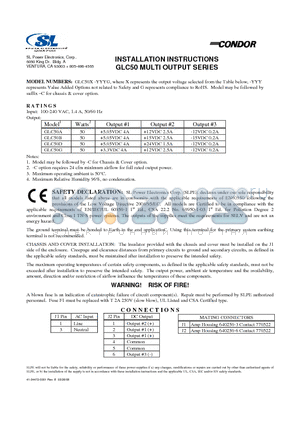 GLC50B datasheet - INSTALLATION INSTRUCTIONS GLC50 MULTI OUTPUT SERIES