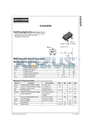 FJV3107R datasheet - NPN Epitaxial Silicon Transistor
