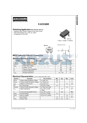 FJV3105R datasheet - NPN Epitaxial Silicon Transistor