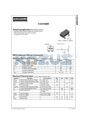 FJV3108R datasheet - NPN Epitaxial Silicon Transistor