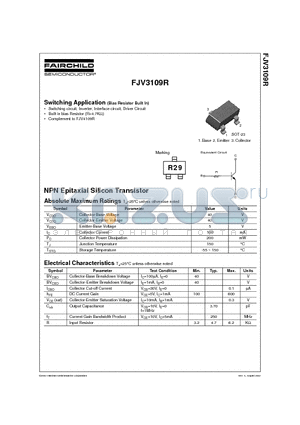 FJV3109R datasheet - NPN Epitaxial Silicon Transistor