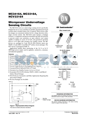 MC34164P-5G datasheet - Micropower Undervoltage Sensing Circuits