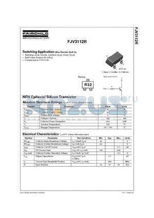 FJV3112R datasheet - NPN Epitaxial Silicon Transistor