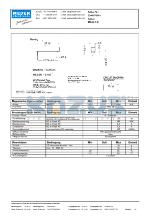 MK06-7-B_DE datasheet - (deutsch) MK Reed Sensor