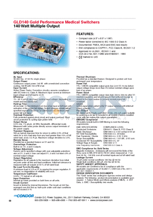 GLD140G datasheet - 140 Watt Multiple Output