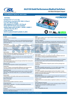 GLD150-24 datasheet - 150 Watt Multiple Output