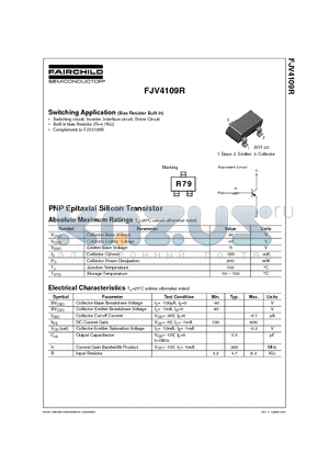 FJV4109R datasheet - PNP Epitaxial Silicon Transistor