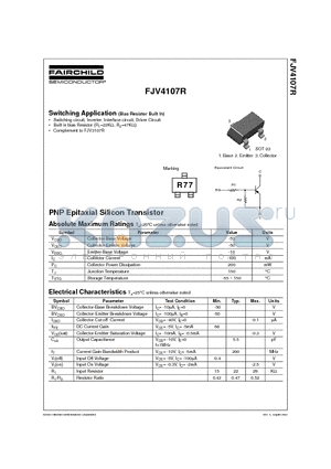 FJV4107R datasheet - PNP Epitaxial Silicon Transistor