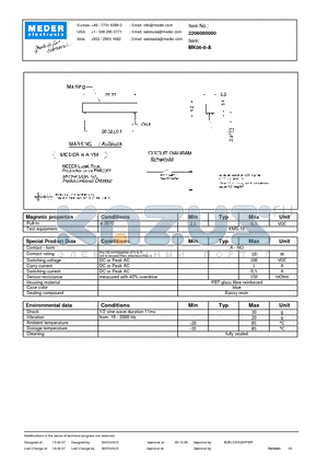 MK06-8-A datasheet - MK Reed Sensors