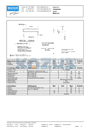 MK06-8-A_DE datasheet - (deutsch) MK Reed Sensor