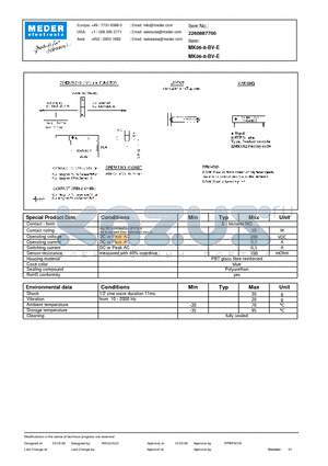 MK06-8-BV-E datasheet - MK Reed Sensor