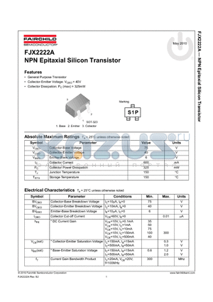 FJX2222A_10 datasheet - NPN Epitaxial Silicon Transistor