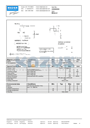 MK06-8-I datasheet - MK Reed Sensors