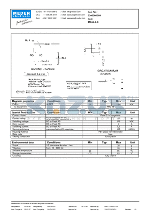 MK06-8-K datasheet - MK Reed Sensors