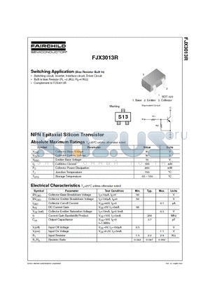 FJX3013R datasheet - Switching Application