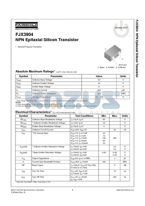 FJX3904 datasheet - NPN Epitaxial Silicon Transistor