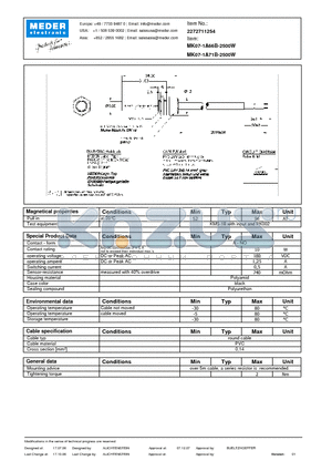 MK07-1A66B-2500W datasheet - MK Reed Sensors
