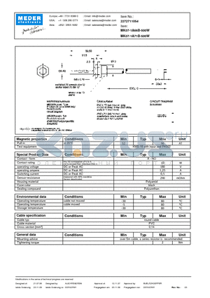 MK07-1A66B-500W datasheet - MK Reed Sensor