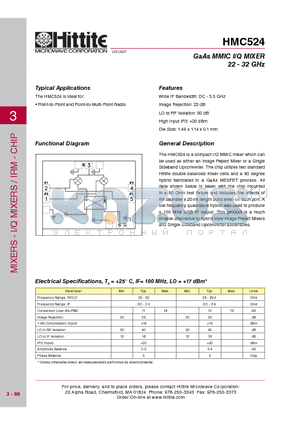 HMC524_09 datasheet - GaAs MMIC I/Q MIXER 22 - 32 GHz