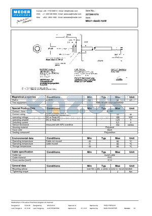 MK07-1A66B-700W datasheet - MK Reed Sensors