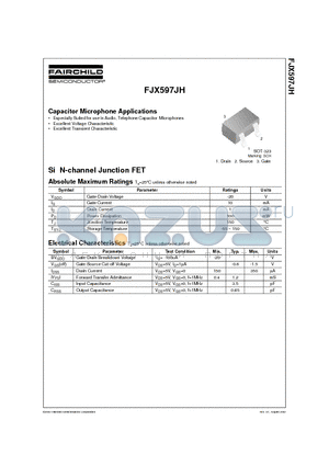 FJX597JH datasheet - Capacitor Microphone Applications