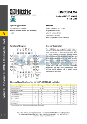 HMC525LC4_09 datasheet - GaAs MMIC I/Q MIXER 4 - 8.5 GHz